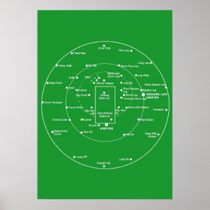 CRICKET PITCH POSITIONS Fielding Positions Diagram Poster