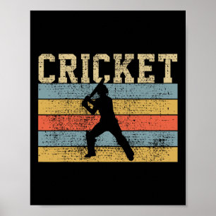 Cricket Player Coach Sports Retro Vintage Gift  Poster