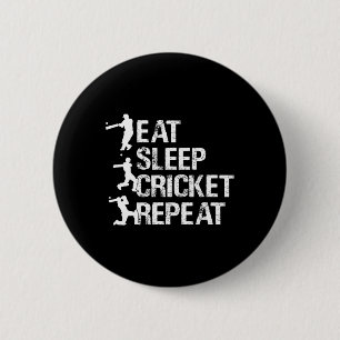 Cricket Player - Eat Sleep Cricket Repeat - Cricke 6 Cm Round Badge