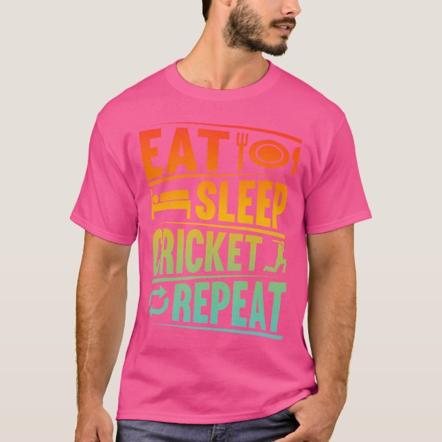 Cricket Player Eat Sleep Cricket Repeat T-Shirt (Front)