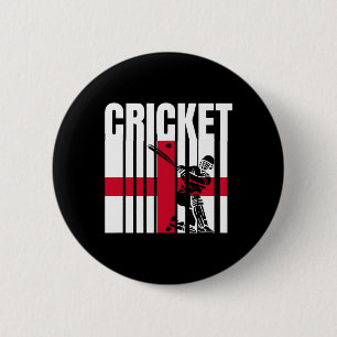 Cricket Player English Flag  6 Cm Round Badge