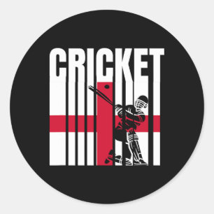 Cricket Player English Flag Classic Round Sticker