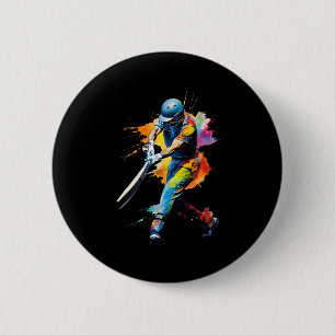 Cricket Player Game  6 Cm Round Badge