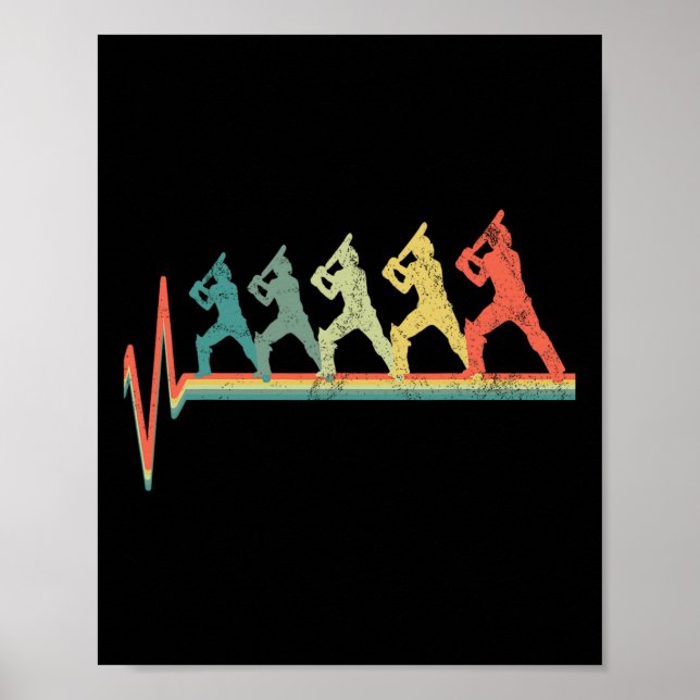 Cricket Player Gift Cricketer Heartbeat  Poster (Front)