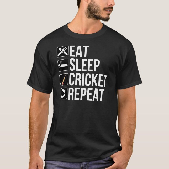 Cricket Player Gift - Eat Sleep Cricket Repeat T-Shirt (Front)