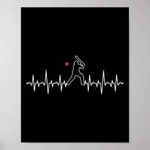 Cricket Player Heartbeat Cricket Gift Poster