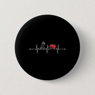 Cricket Player Heartbeat Gift Ekg Cricket Fans Lov 6 Cm Round Badge