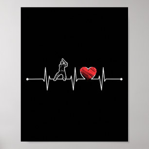 Cricket Player Heartbeat Gift Ekg Cricket Fans Lov Poster