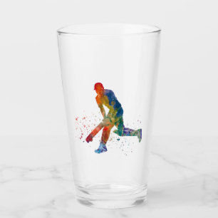 Cricket player in watercolor glass
