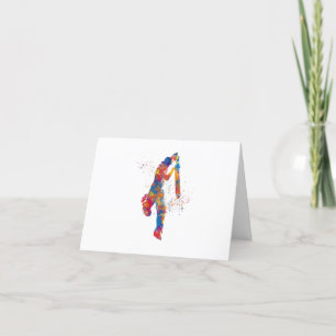 Cricket player in watercolor thank you card