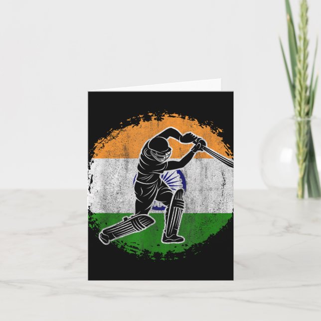 Cricket Player Indian Flag Cricketer  Card (Front)