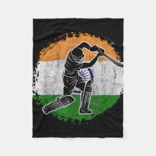 Cricket Player Indian Flag Cricketer Fleece Blanket