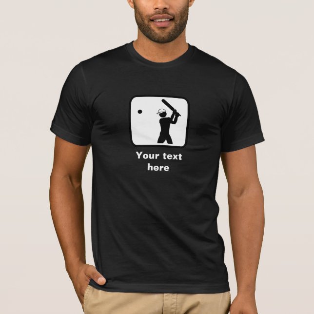 Cricket Player Logo -- Customisable (Dark) T-Shirt (Front)
