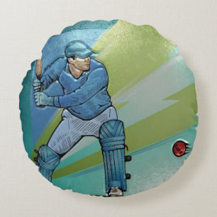 cricket player printed / round pillow