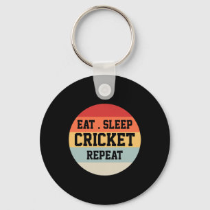 Cricket Player Retro Funny Gift Key Ring