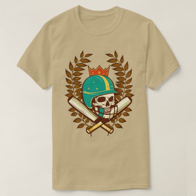 Cricket Player Skull Helmet Bat (2) T-Shirt (Design Front)