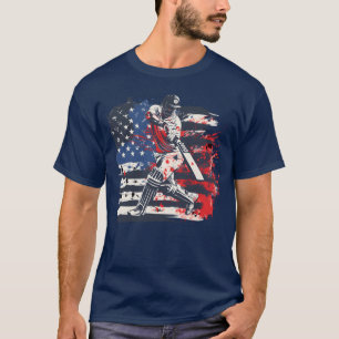 Cricket Player Sport USA Flag funny T-Shirt