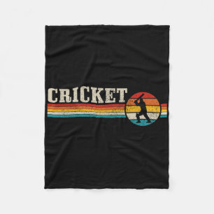 Cricket Player Sports Vintage Retro Cricket Fleece Blanket