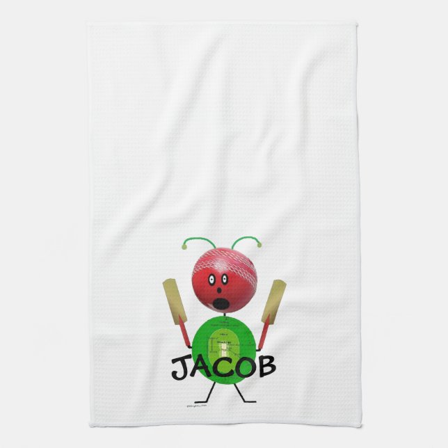 Cricket Player Tea Towel (Vertical)