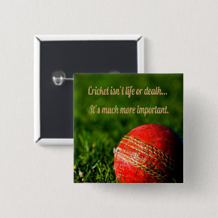 Cricket Red Ball Funny Motivational 15 Cm Square Badge