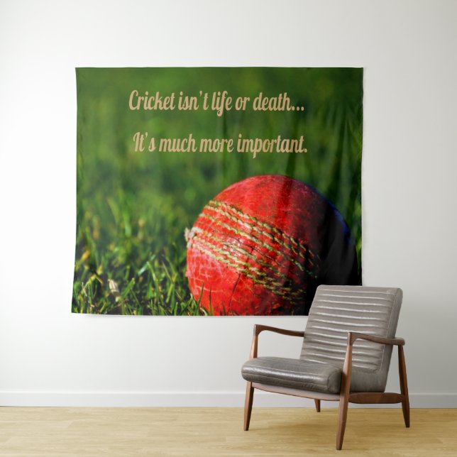 Cricket Red Ball Funny Motivational Tapestry (In Situ (Horizontal))