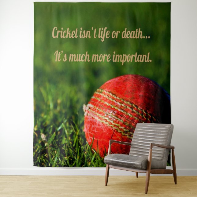 Cricket Red Ball Funny Motivational Tapestry (In Situ)