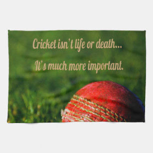 Cricket Red Ball Funny Motivational Tea Towel