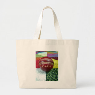 Cricket: Red Hard Ball Art Print Large Tote Bag