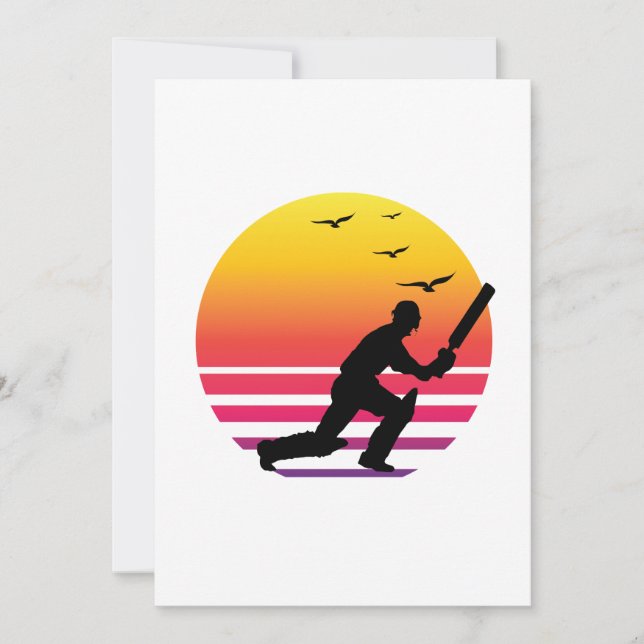 Cricket retro sunset, #Cricket Invitation (Front)