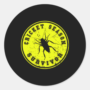 Cricket Season Survivor Black Field Cricket Invasi Classic Round Sticker