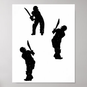 Cricket Silhouette Cricket Player Silhouettes  Poster