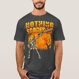 Cricket Skeleton Halloween Men Boys Cricket Hallow T-Shirt