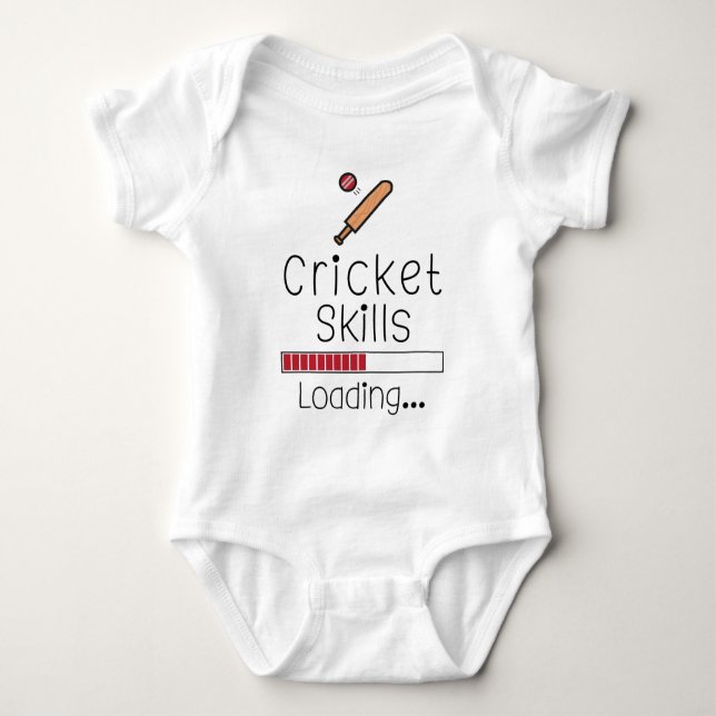 Cricket Skills Loading | Cricket Player Baby Bodysuit (Front)