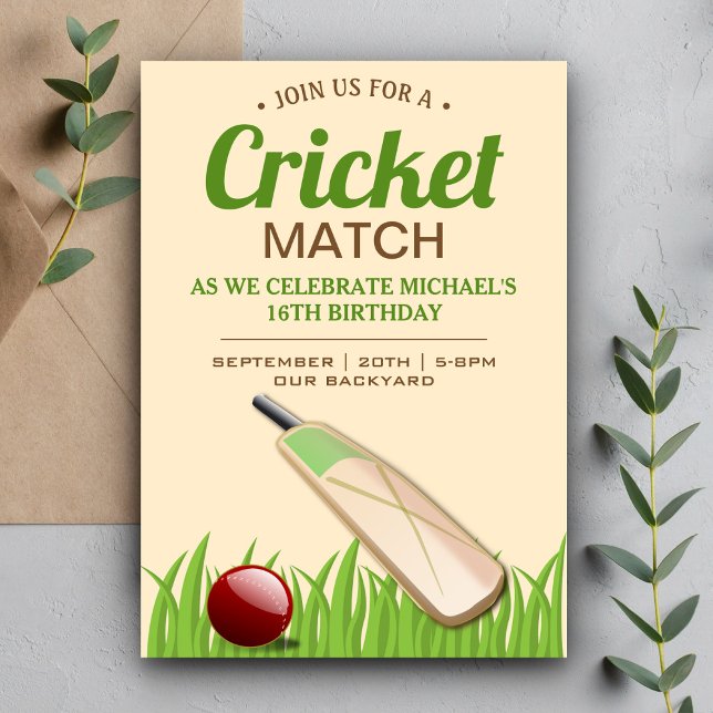 Cricket Sport Birthday Party invitation (Creator Uploaded)