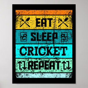 Cricket Sport Cricket Team Eat Sleep Cricket Jerse Poster