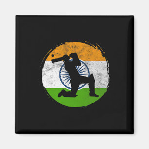 Cricket Sport Game Flag Of India Cricket Player Magnet