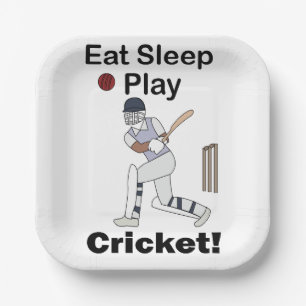 Cricket Sports Eat Sleep Play Cricket Party Paper Plate