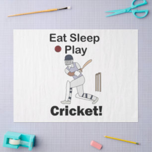 Cricket Sports Eat Sleep Play Cricket Tissue Paper