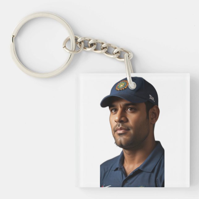 Cricket Star MS Dhoni Tribute Key Ring (Front)