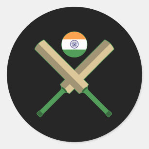 Cricket T Cricket Ll Indian Flag India Cricket  Classic Round Sticker
