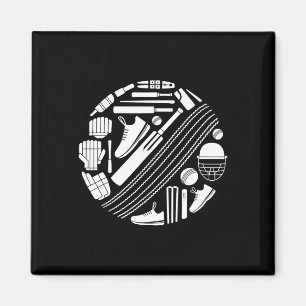 Cricket T Equipment Icon Silhouette Cricketer  Magnet