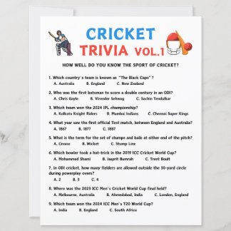 Cricket Trivia Game Vol.1