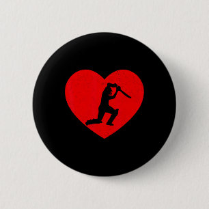 Cricket Valentine Heart Shape Cricket Lovers 6 Cm Round Badge