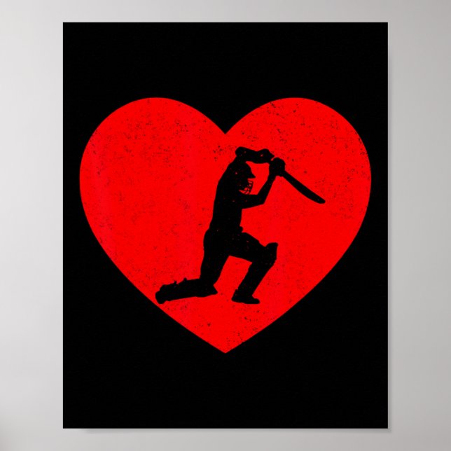 Cricket Valentine Heart Shape Cricket Lovers  Poster (Front)