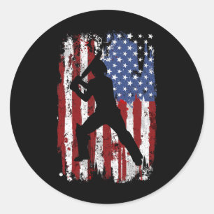 Cricket Vintage American Flag Classic Round Sticker