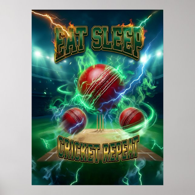 Cricket Wall Art - Retro 90s (Front)