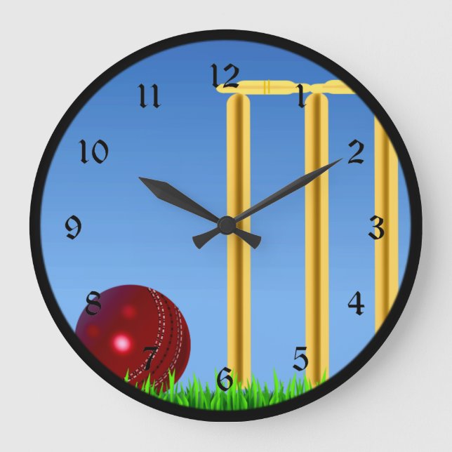 Cricket, wicket and ball large clock (Front)