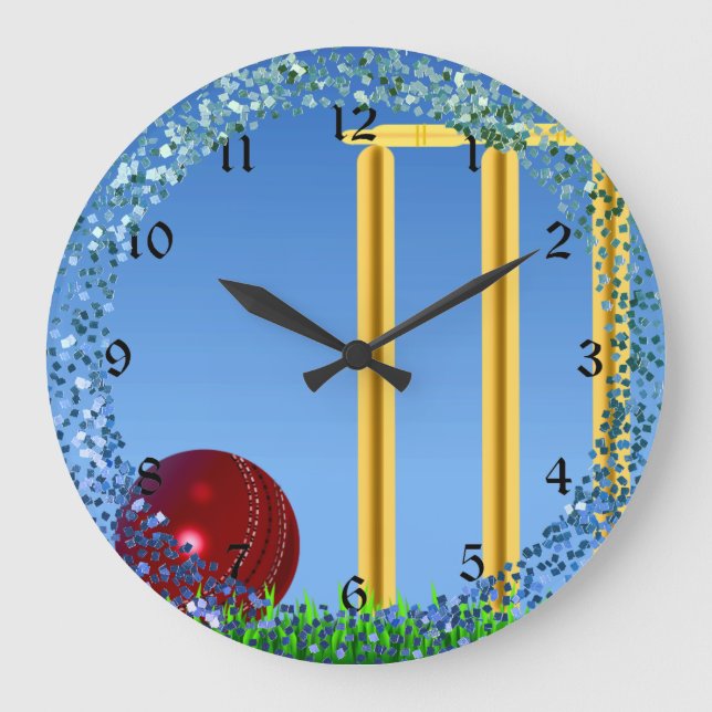 Cricket, wicket and ball large clock (Front)