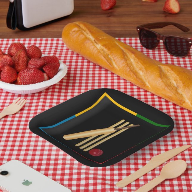 Cricket, wicket, bat and ball,  paper plates (Picnic)