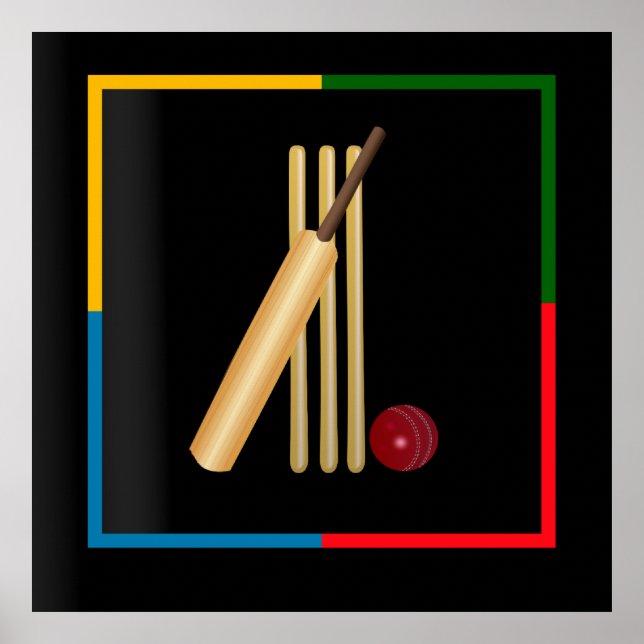 Cricket, wicket, bat and ball,  poster (Front)